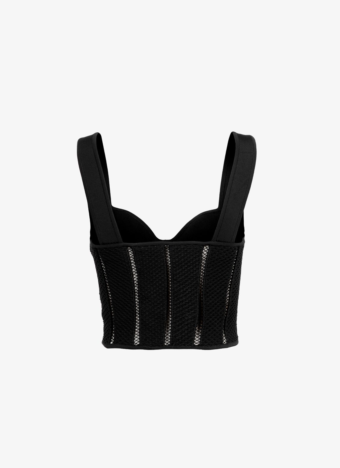Cropped bustier in technical knit ALAÏA BLACK CROPPED BUSTIER IN TECHNICAL KNIT